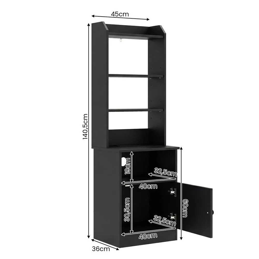 Costway 6-Tier Nightstand Home Organizer Wooden Storage Cabinet Bedside Tables in Black 2