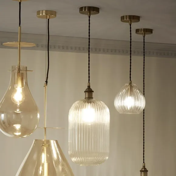 Abigail Tall Ribbed Glass Pendant Light 2
