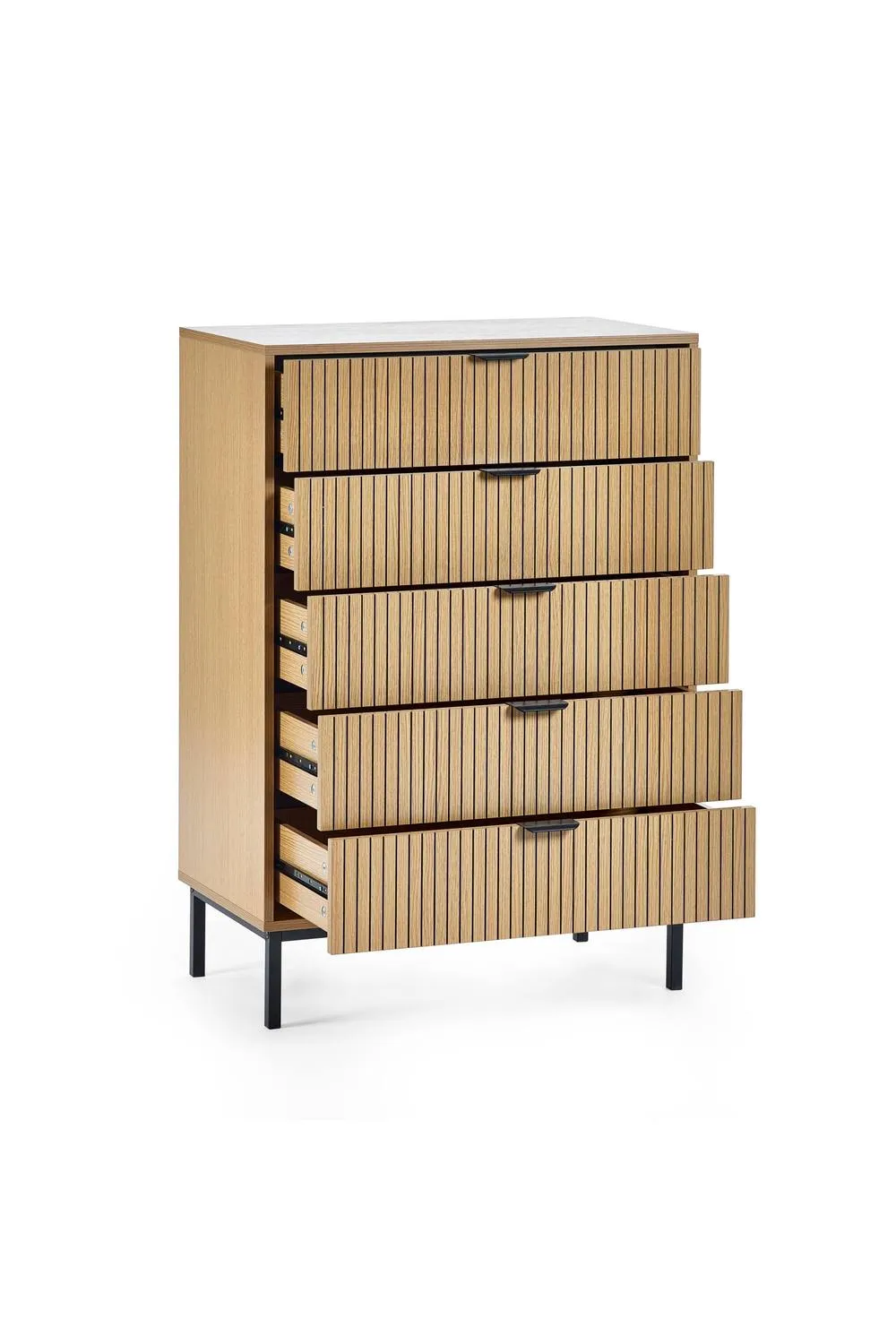 Julian Bowen Sia Fluted 5 Drawer Chest in Light Oak 3
