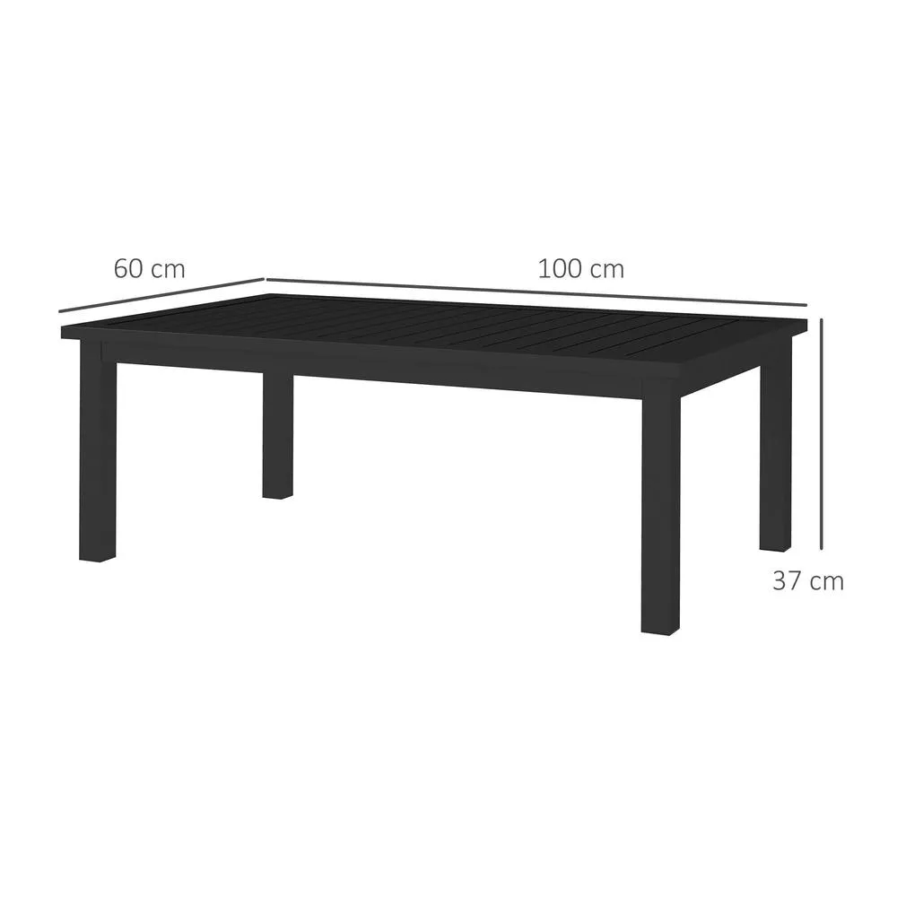 OUTSUNNY Aluminium Outdoor Coffee Table Patio Table with Slat Top, Black 3
