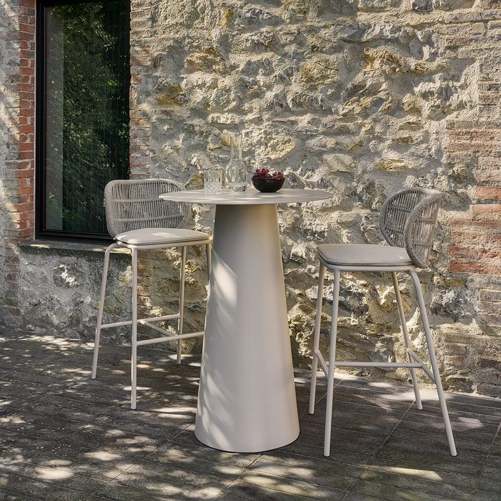 Vincent Sheppard Kodo Outdoor Barstool Fossil Grey with Almond Seat Cushion 76cm 4