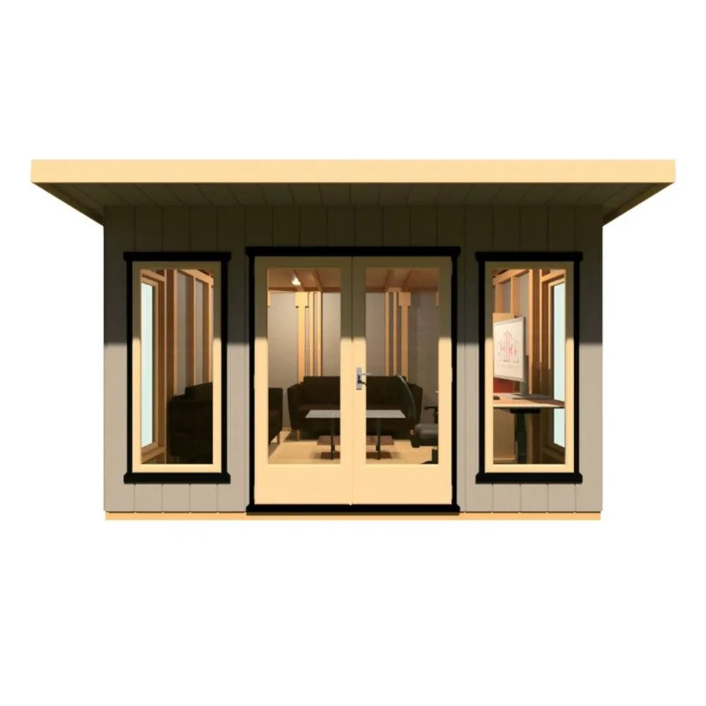 Shires Cali 12x12 Feet Pent 1 Garden Office - OSB/MDF - L456xW402xH246.1 cm in Grey
