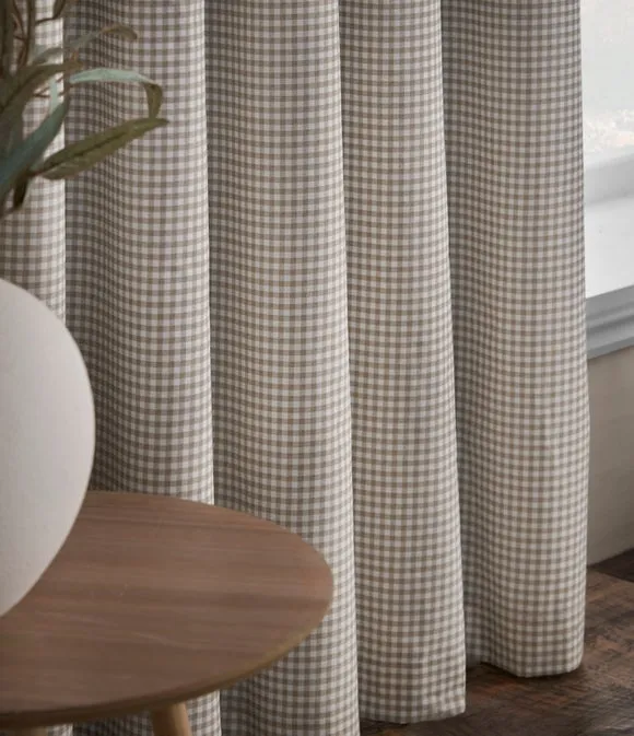 Sydney Gingham Polycotton Blackout Eyelet Curtains 4