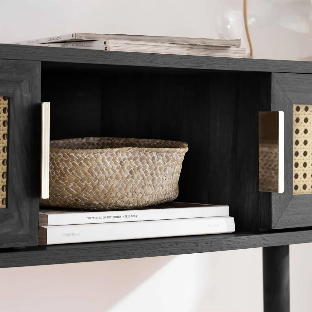 Birlea Rattan Console Table Sark Hall Table Dressing Table in Black 5