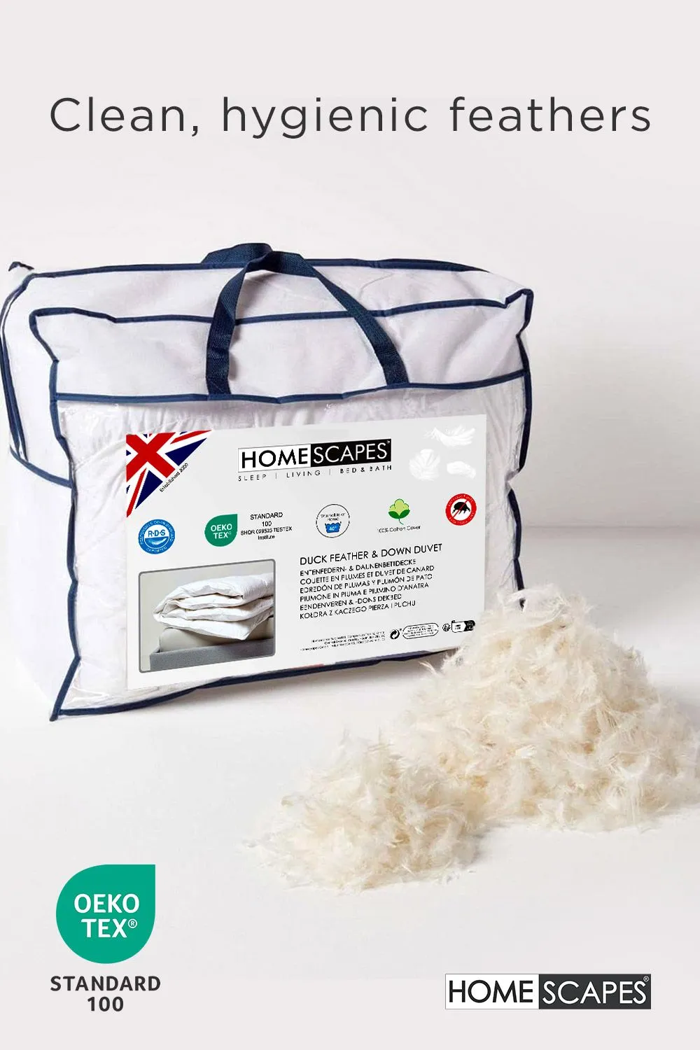 Homescapes Duck Feather & Down 15 Tog Winter Duvet in White 3