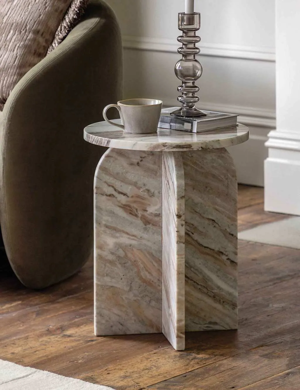 Gallery Direct Amalfi Marble Side Table Beige Mix