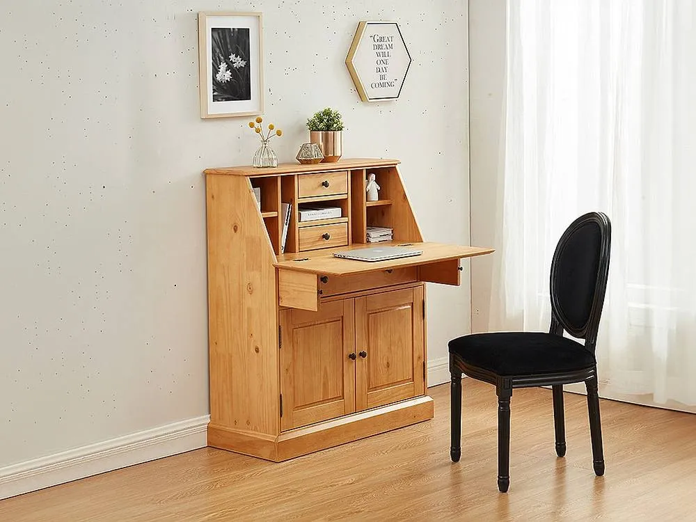Vente-unique Writing Bureau In Pine & MDF - Light Natural - CLEORE in Light Oak 3