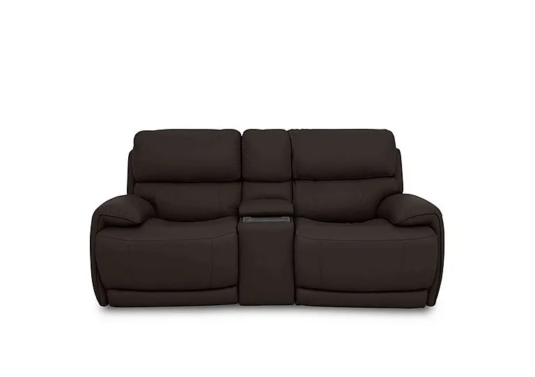 Rocco 2 Seater Leather Power Rocker Sofa with Cup Holders and Headrests - Dark Chocolate
