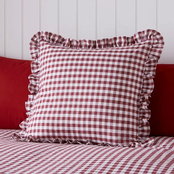 Portloe Frilled Cotton Square Cushion Cover