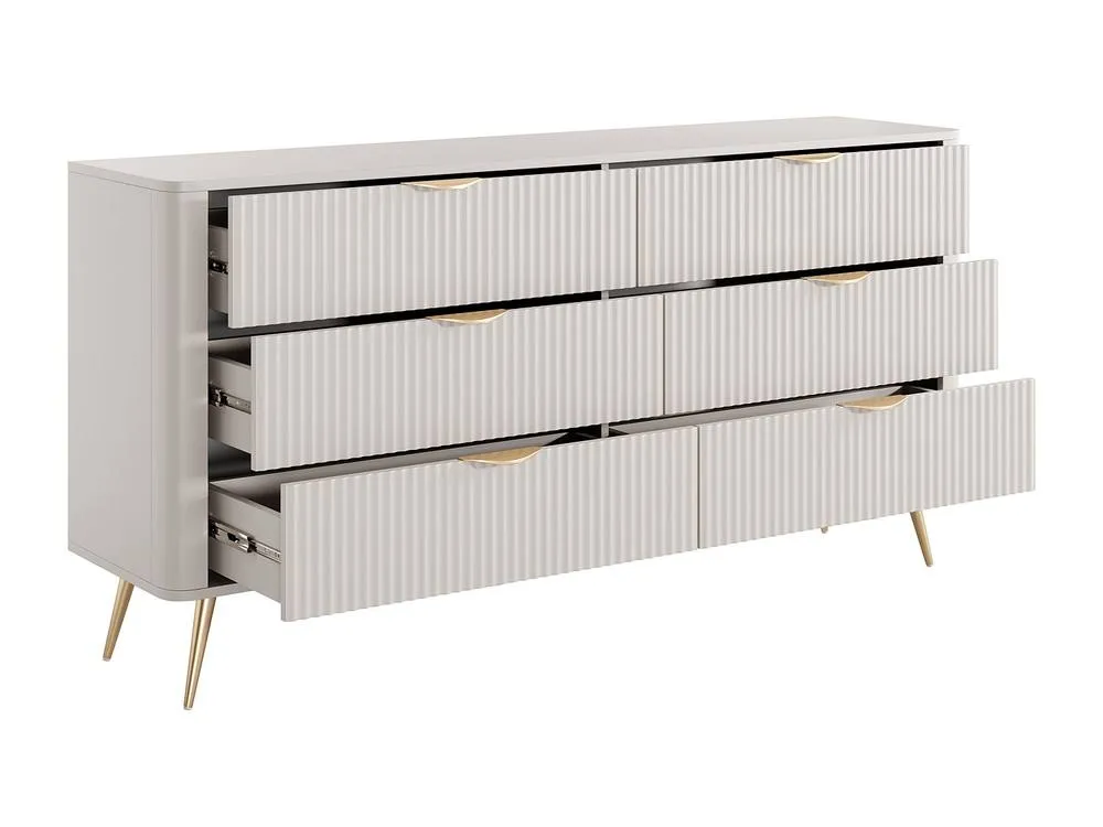 Vente-unique 6-Drawer Chest Of Drawers - Beige & Gold - ELONARIA II 6