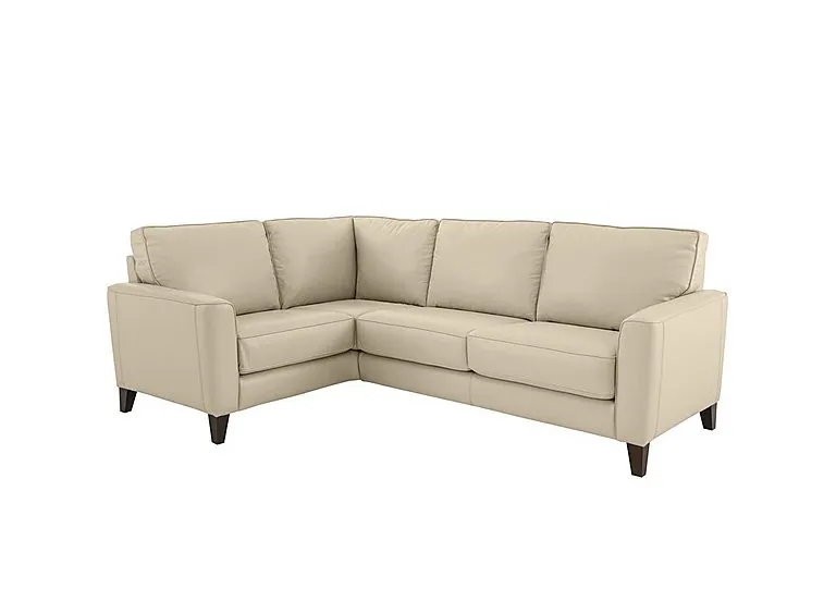 Brondby Small NC Leather Left Hand Facing Corner Sofa - BV Bisque