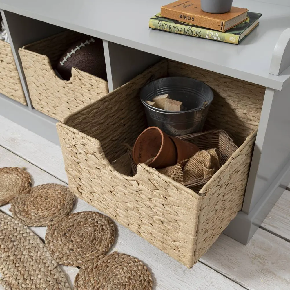 Nöa and Nani Stockholm Storage Bench with 3 Brown Baskets in Silk Grey 5