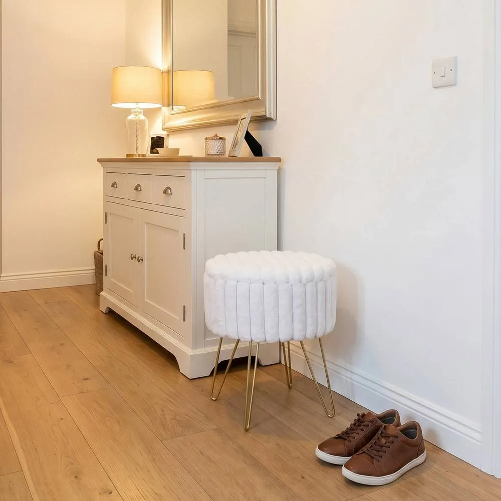 GAVENO CAVAILIA Ribbed Hairpin Storage Stool in White 4