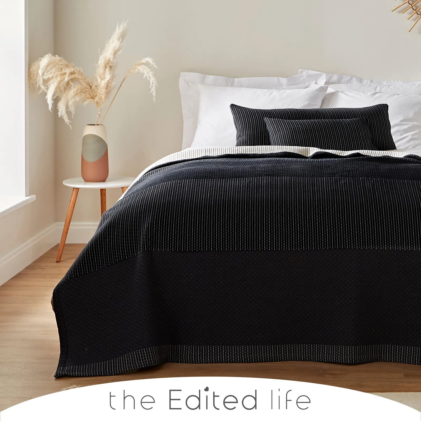 Silas 100% Organic Cotton Throw Black