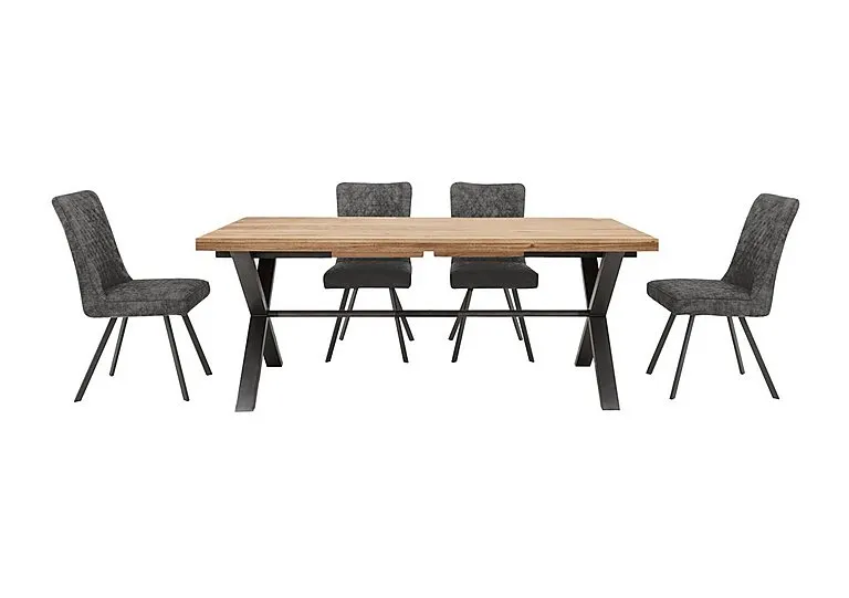 Earth Large Dining Table and 4 Chairs - 190-cm - Graphite
