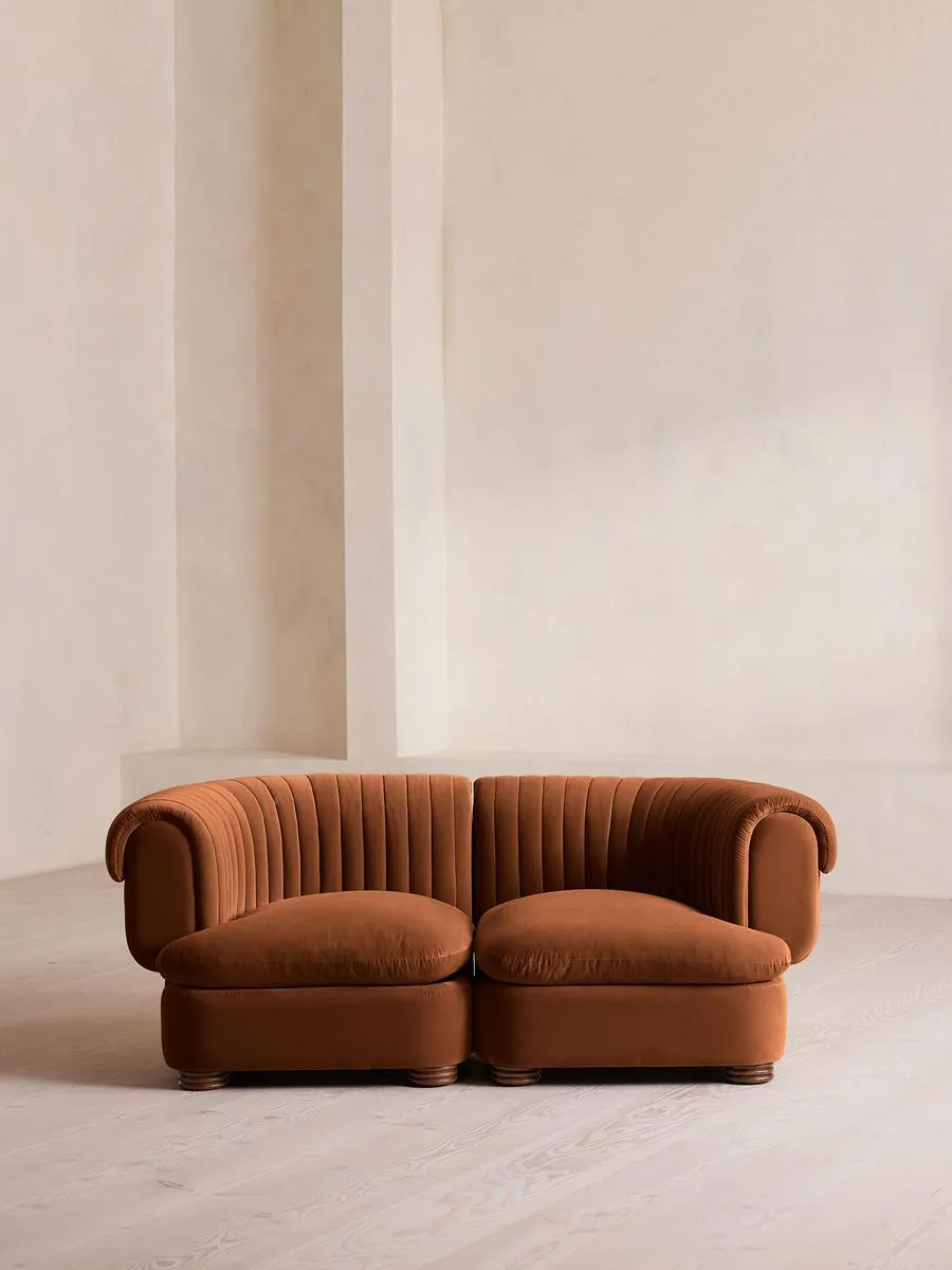 Rava Modular Sofa, Three Seater, Velvet, Cinnamon
