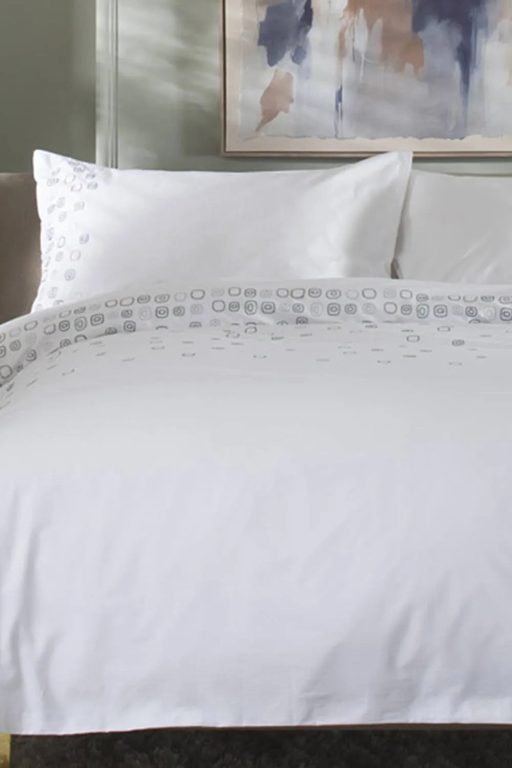 The Lyndon Company Blocks Cotton Duvet Set with Embroidered in White 3