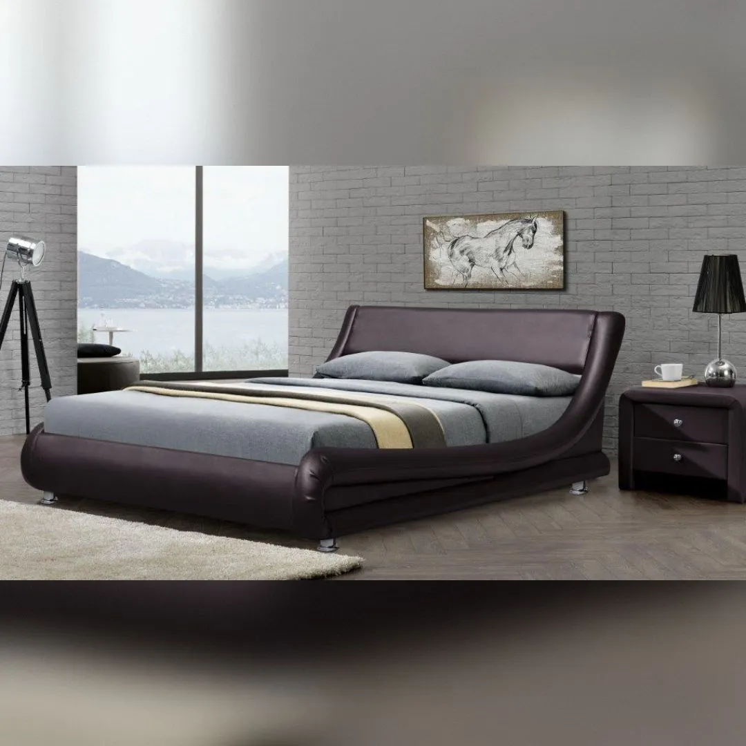 Comfy Living Ltd Italian Style Faux Leather Bedframe in Brown