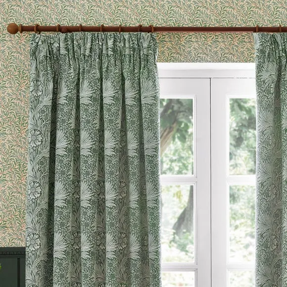 Morris & Co. Marigold Jacquard Pencil Pleat Curtains 1