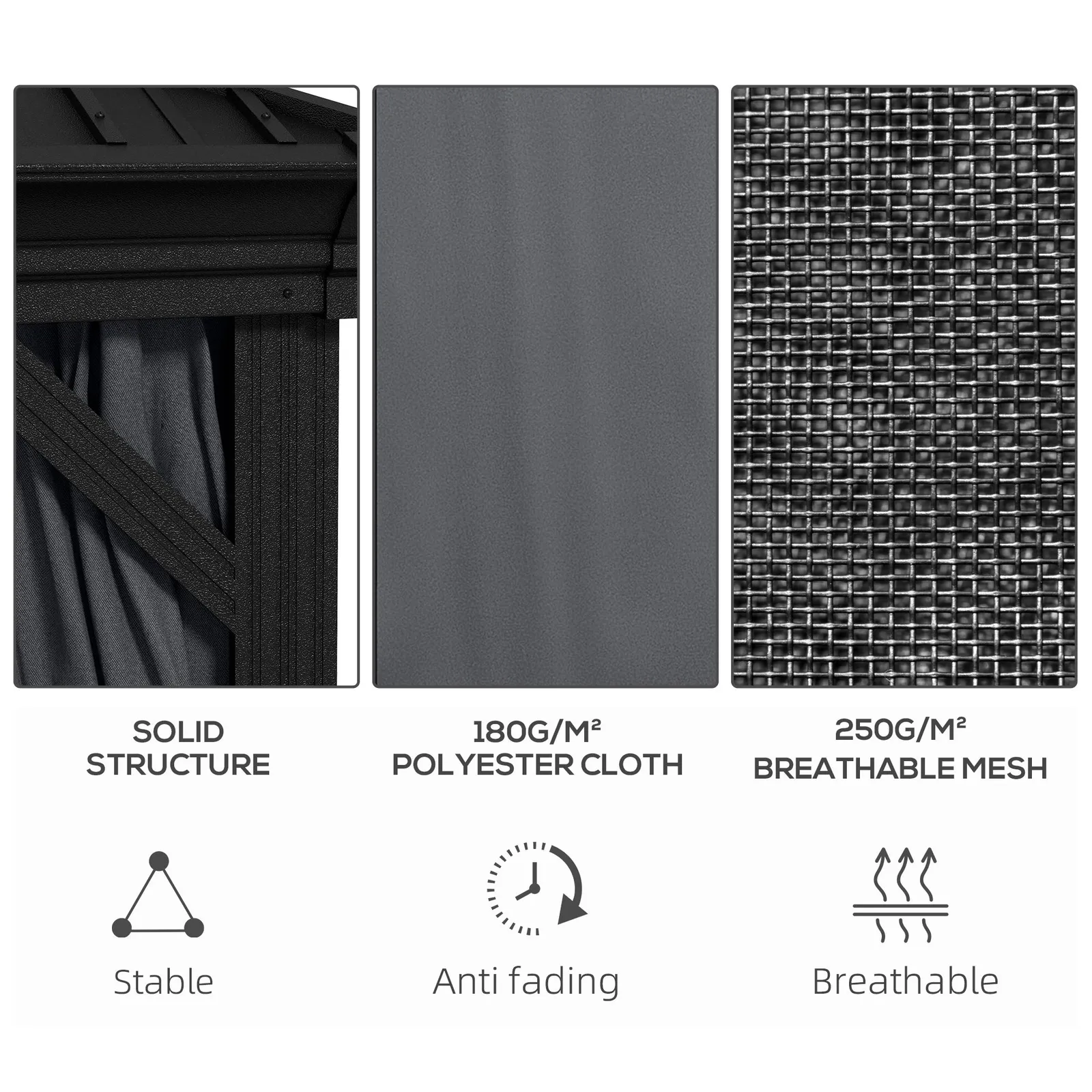 OUTSUNNY 3 x 3.7m Aluminium Outdoor Hardtop Gazebo Canopy 2-Tier Roof in Dark Grey 6