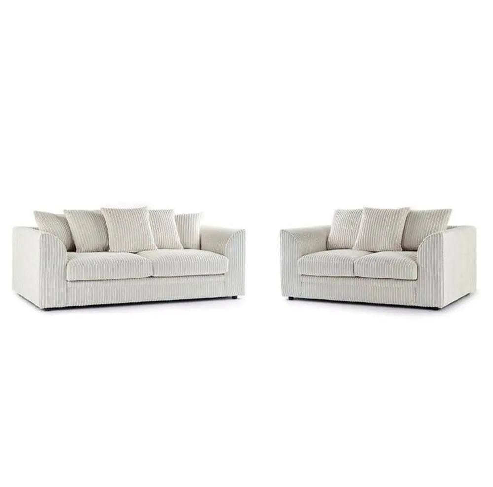 Bliss Furniture Jumbo Cord 3+2 Seater Sofa Set in Cream, Ultimate Comfort in Cream