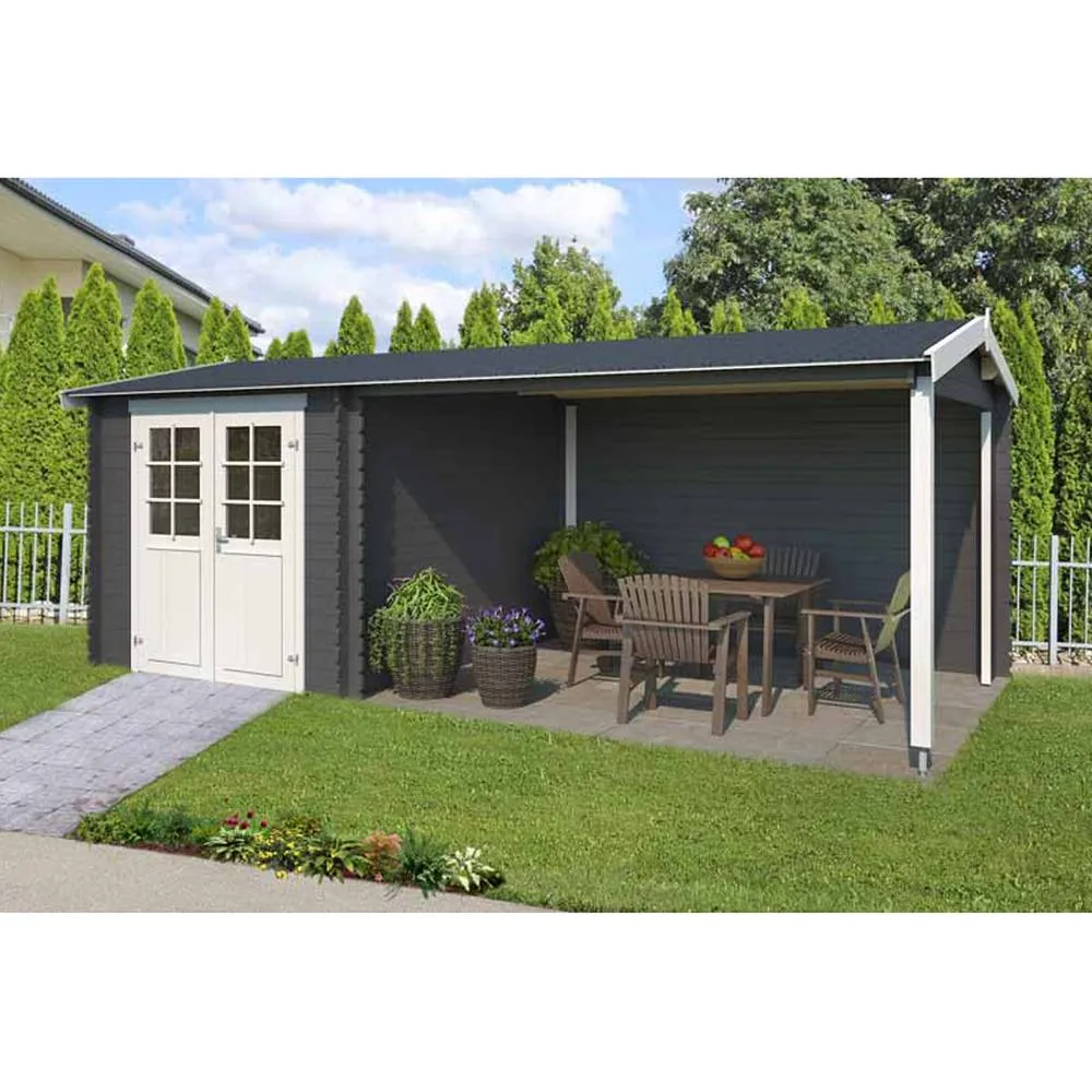 Lasita Maja Ltd Ivana-Log Cabin, Wooden Garden Room, Home Office - L590xW312.6xH228 cm in Light Tan 3