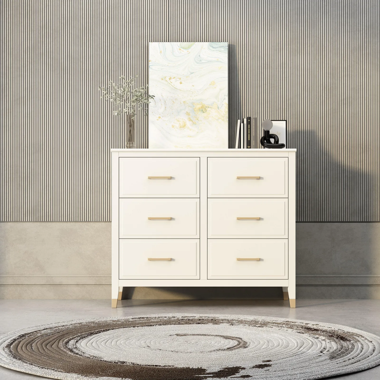 Cabinet Bits Palazzi 6 Drawer Chest of Drawers in Off-White