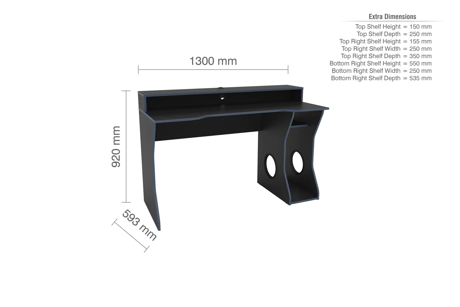 Birlea Enzo Gaming Computer Desk in Dark Blue 6