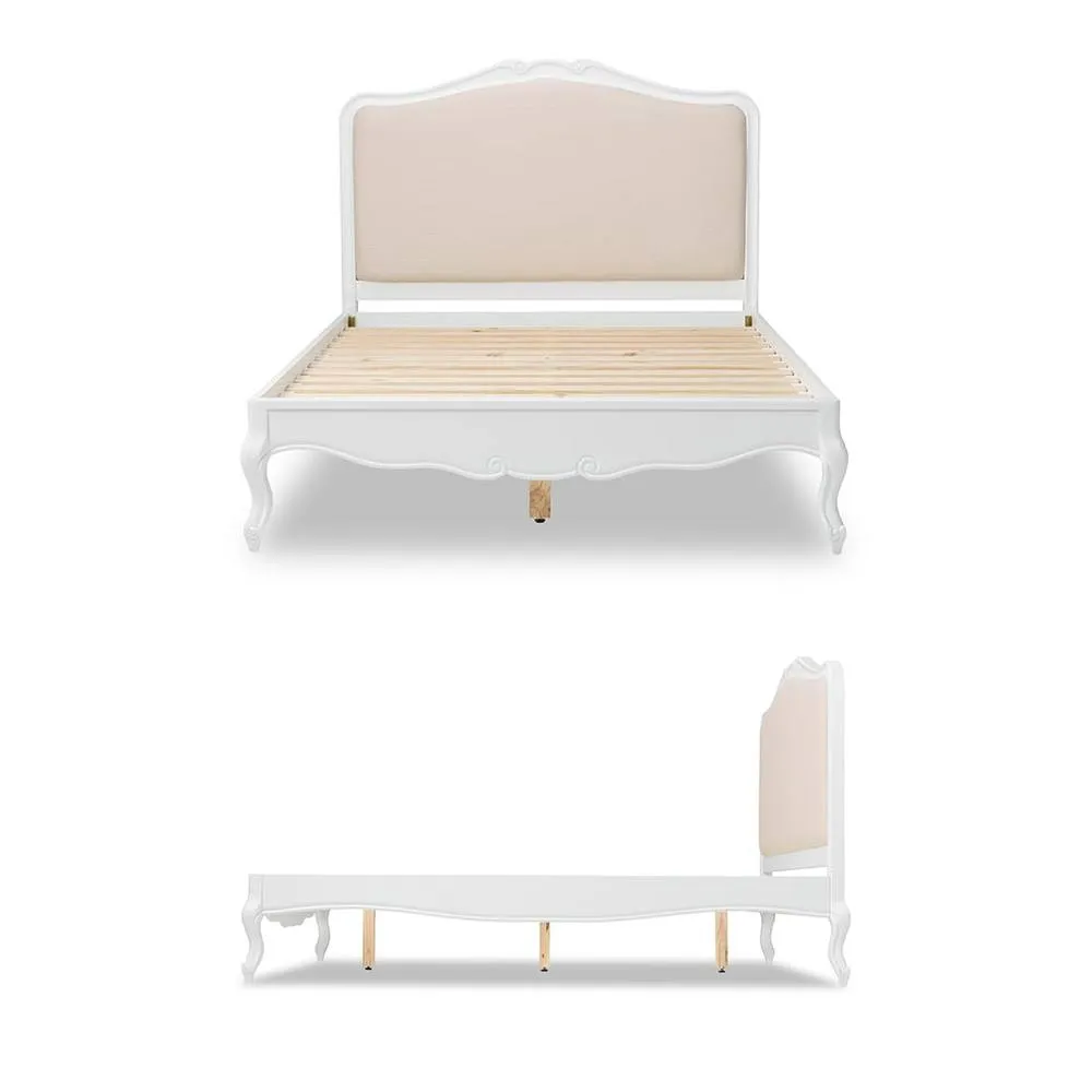 Statement Furniture Juliette French Style 5ft King Bed with Upholstered Headboard in White 6
