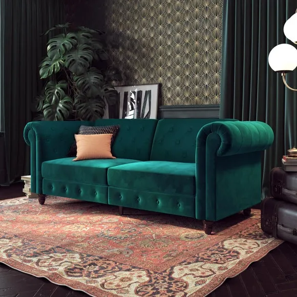 Felix Velvet Chesterfield Double Sofa Bed 1