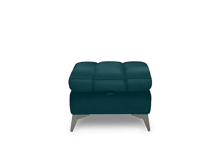 Angelo Leather Storage Footstool - Midnight Jade