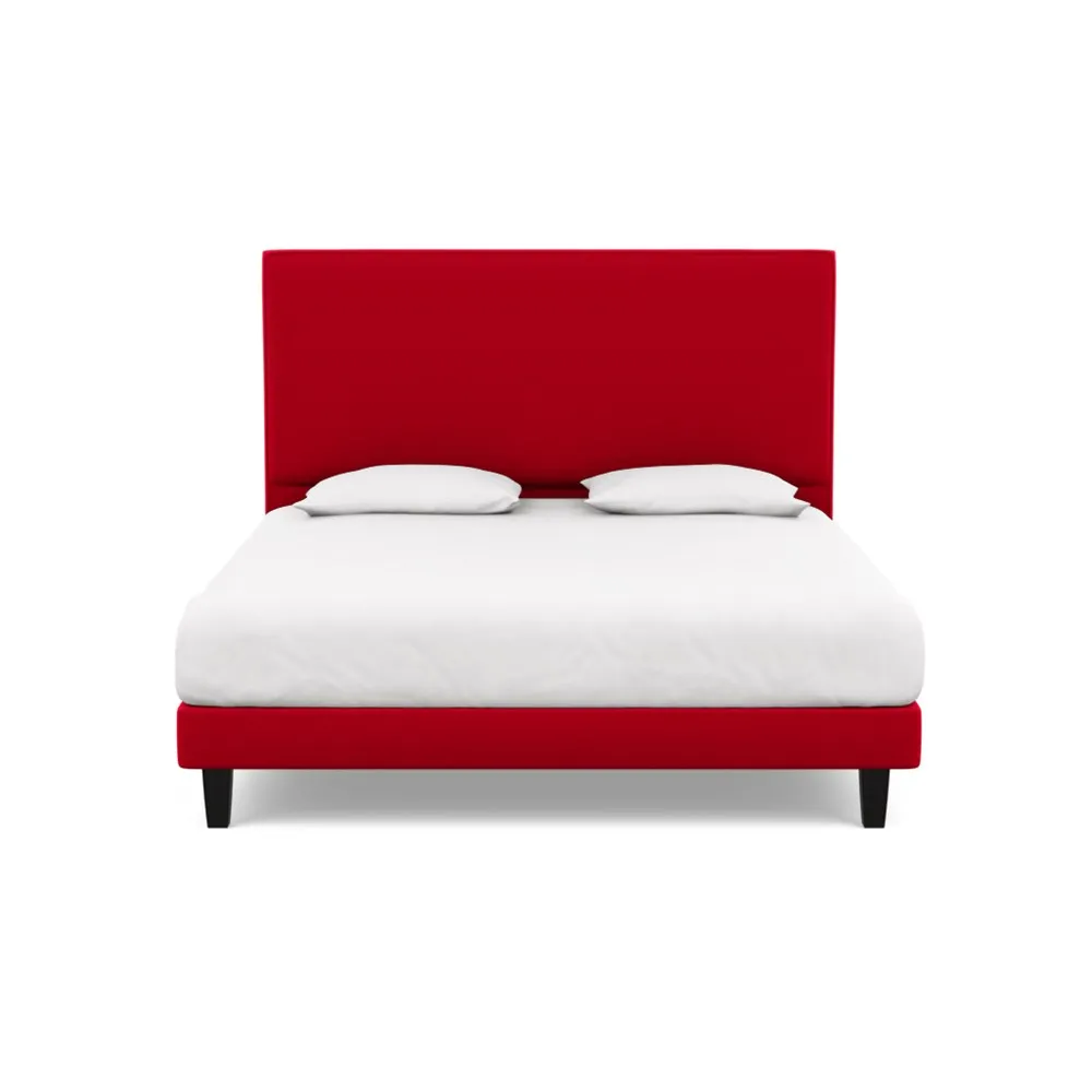 Heal's Shallow Divan Super King Melton Wool Red Oxide Dark Solid Wood Feet 1