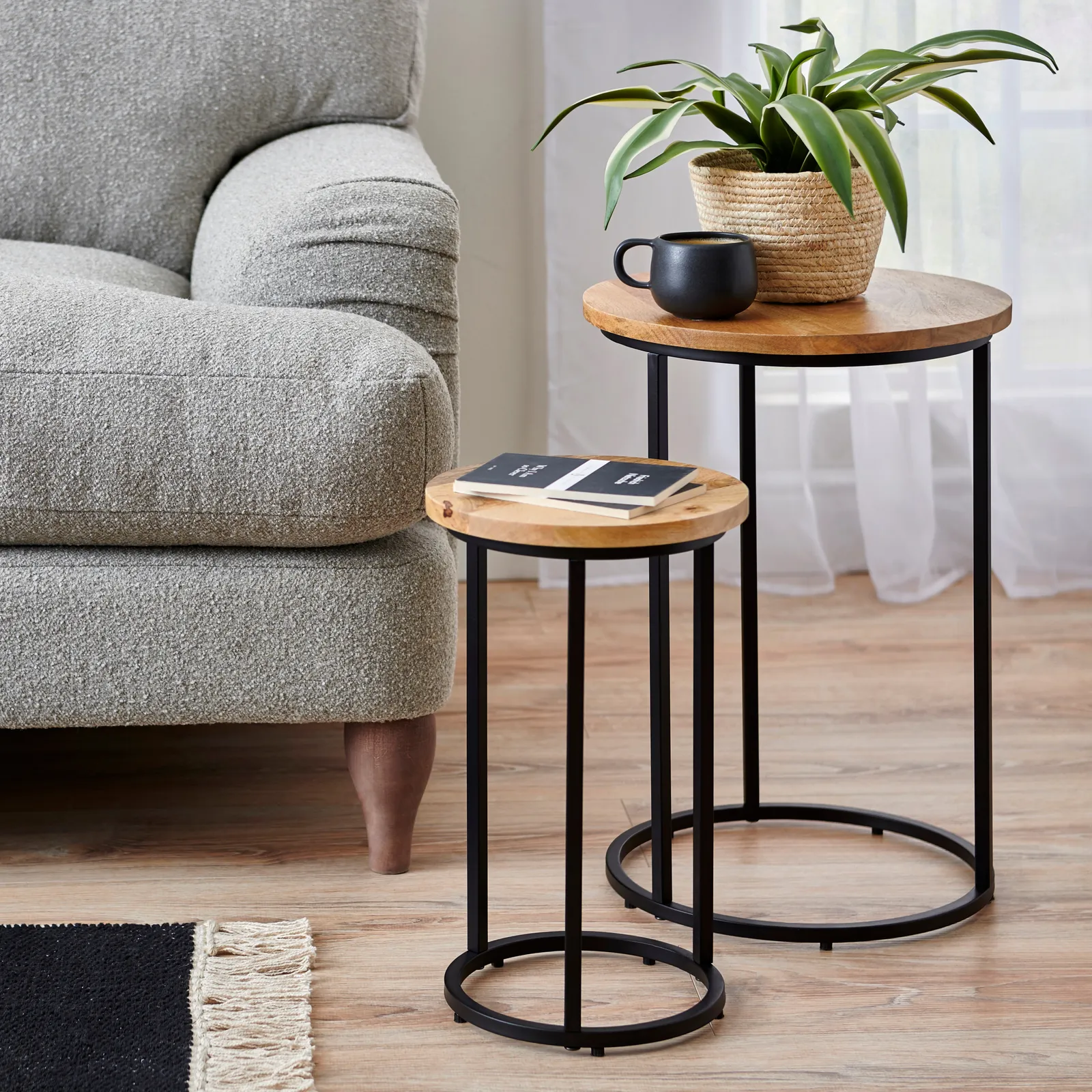 Trent Nest of Tables Light Mango Wood Wood (Brown)