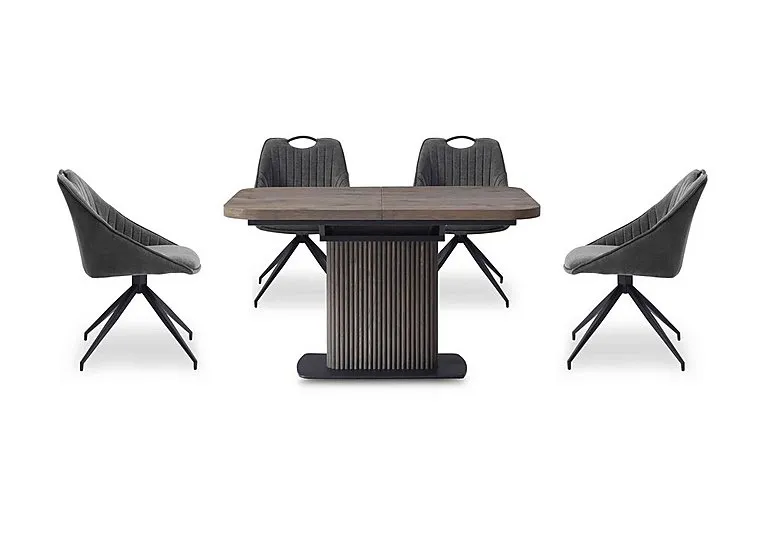 Jai Small Extending Dining Table with 4 Swivel Chairs - Dark Grey