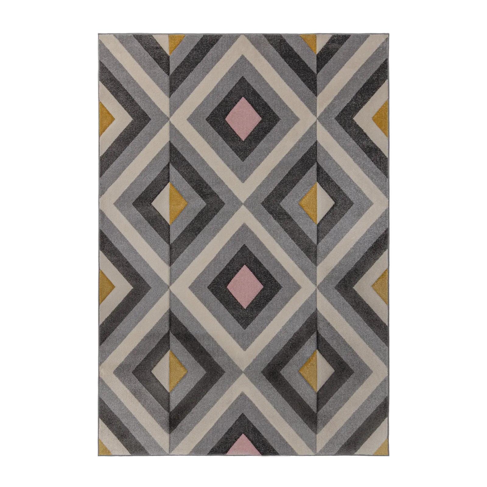 Paloma Geometric Rug Grey, Yellow and White