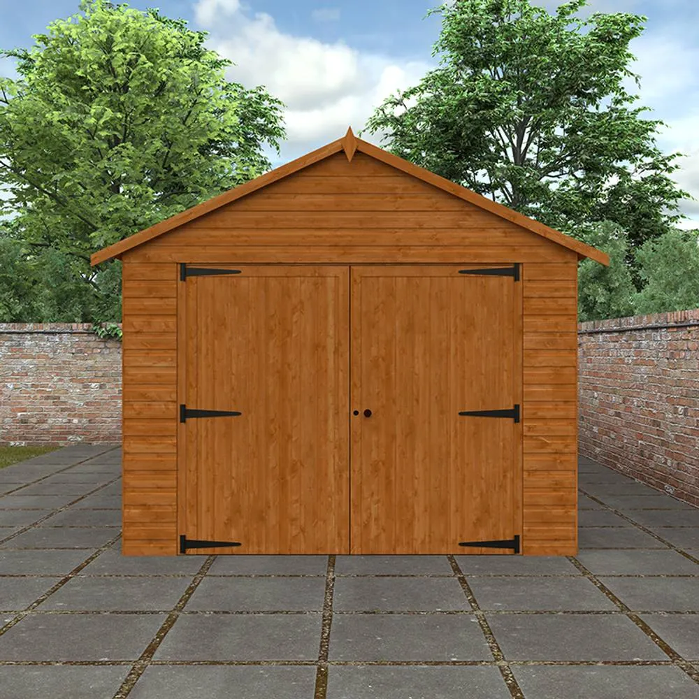 Buttercup Farm 18 x 10 Feet Garage 12mm Shed - Solid Wood/Softwood/Pine in Burnt Orange 5