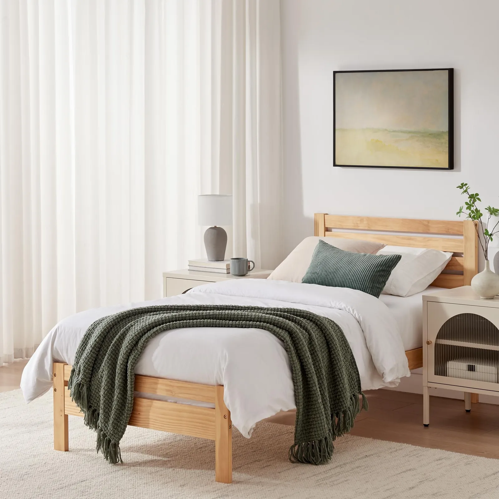 FurnitureboxUK Declan Solid Pine Single Bed Frame in Light Oak 1