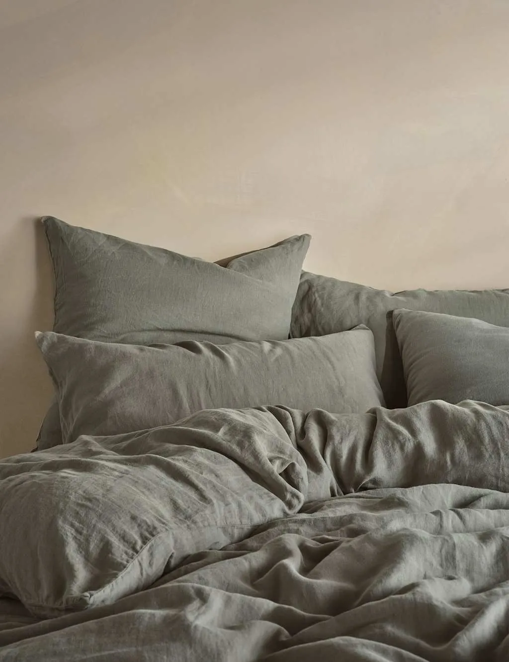 Bedfolk Pure Linen Relaxed Duvet Cover Khaki