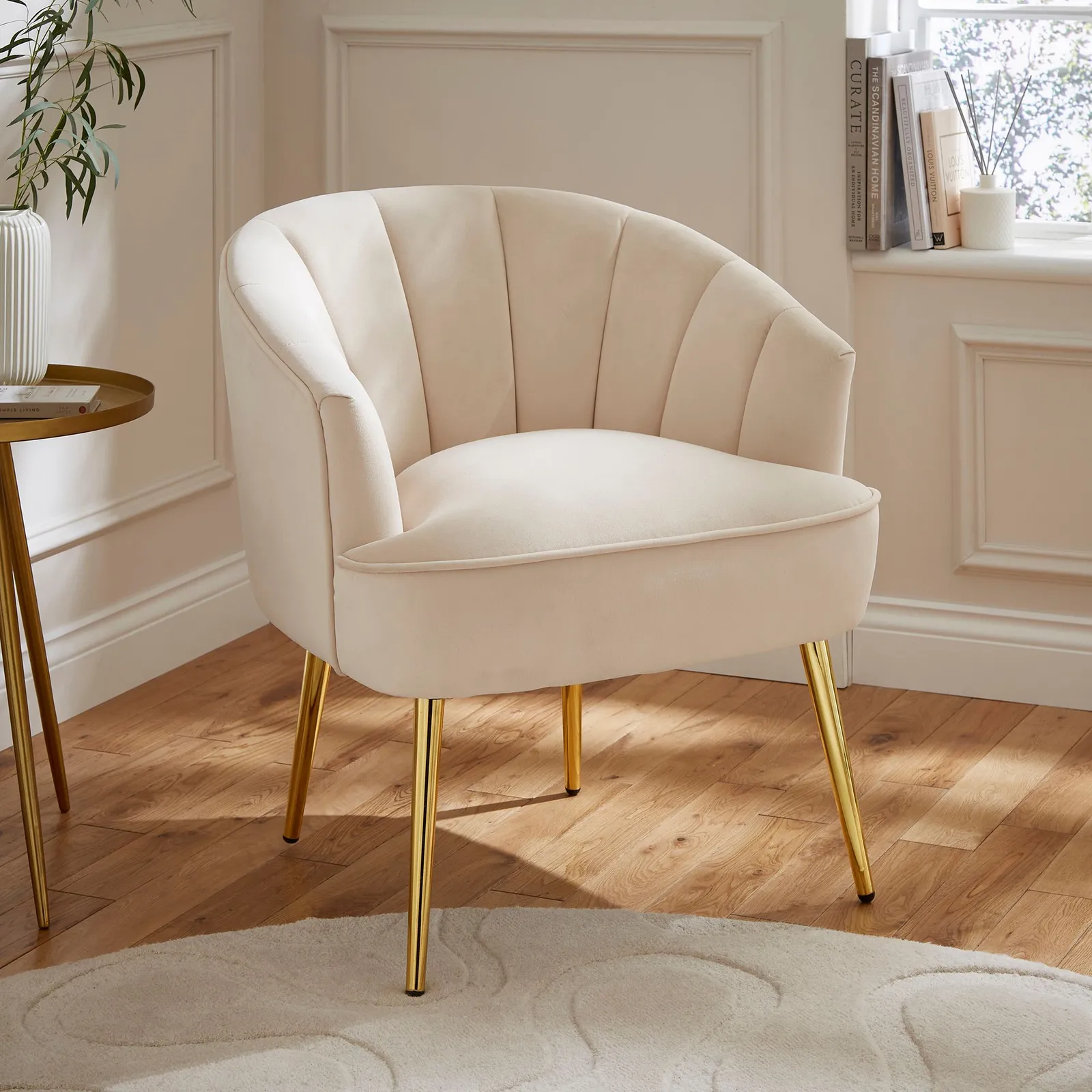 GFW Pettine Velvet Accent Chair in Natural 1