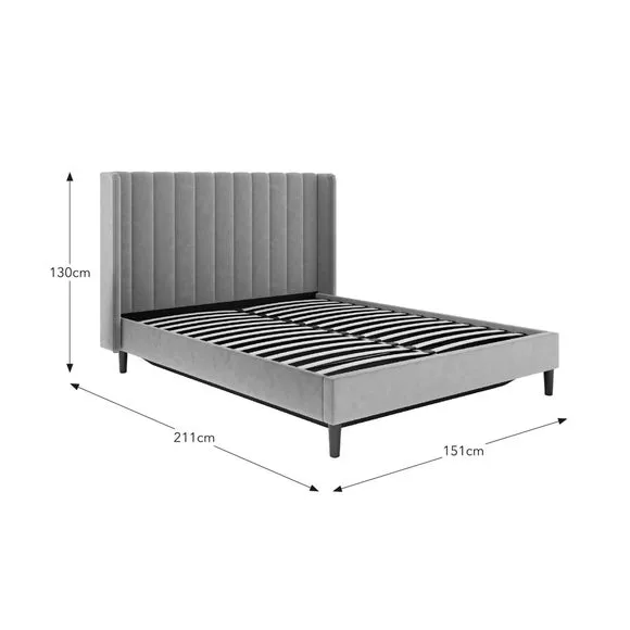 Alara Pleated Ottoman Bed Frame, Velvet 6