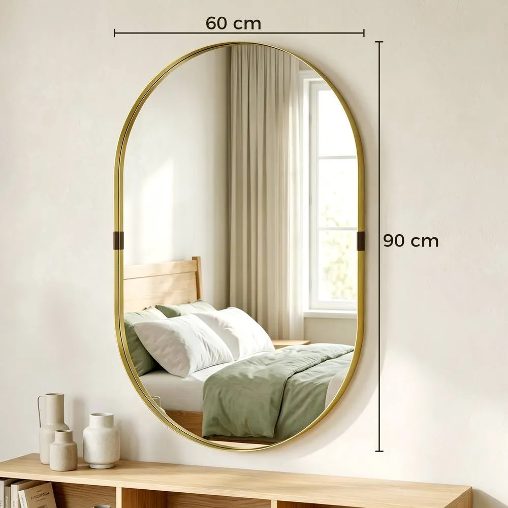 HOMCOM Wall Mirror with Elevated Aluminium Alloy Frame, 60 x 90 cm in Gold 3
