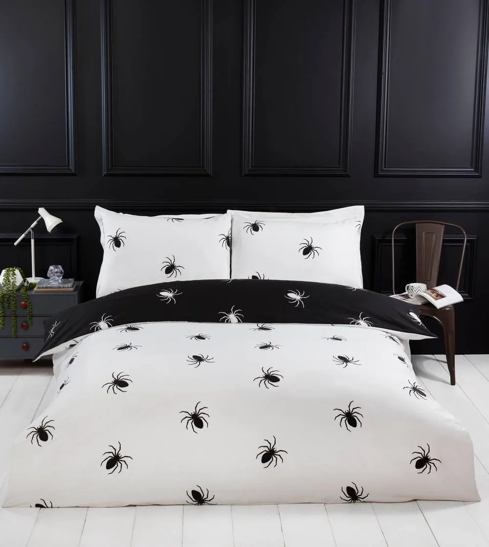Rapport Home Black Spider Microfibre Reversible Duvet Set with Pillowcase