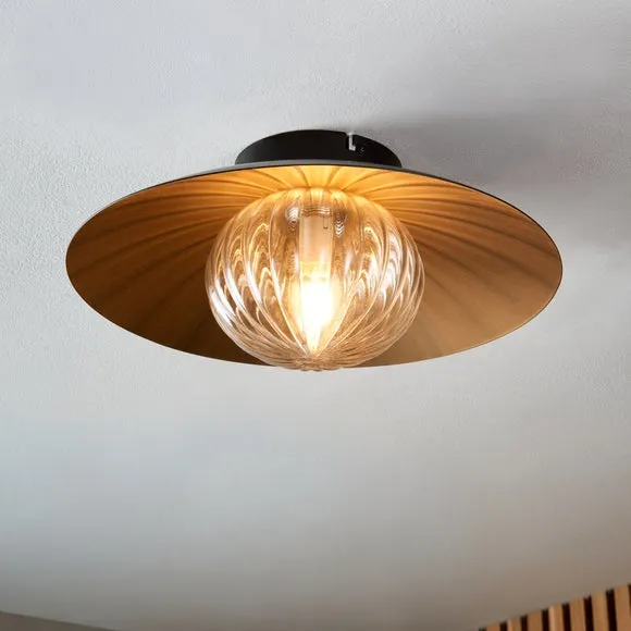 Delano Black & Gold Flush Ceiling Fitting