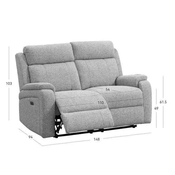 Bilston Textured Weave 2 Seater Power Reclining Sofa 4