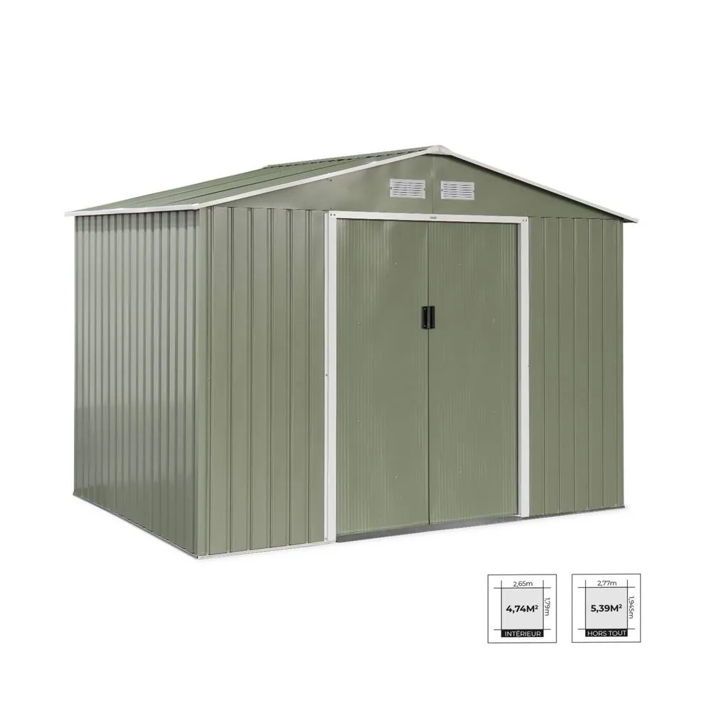 sweeek Metal garden shed 5.29m² with anchoring kit in Green 4