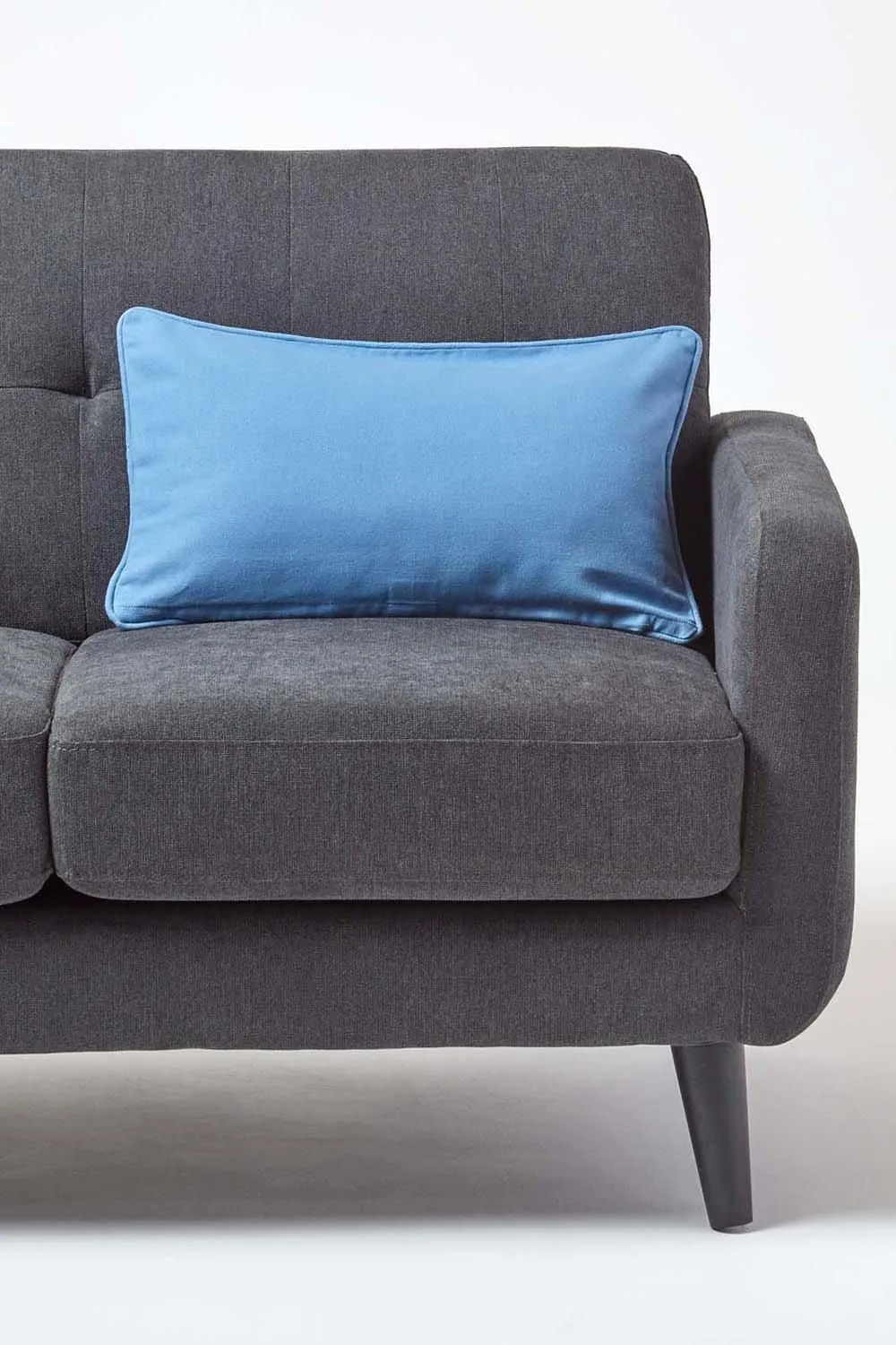 Homescapes Cotton Plain Cushion Cover in Bright Blue 4
