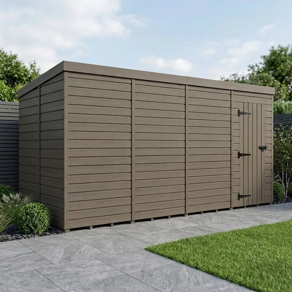Buttercup Farm 6ft x 9ft Composite Pent Garden Shed Single Door No Windows - Grey 2
