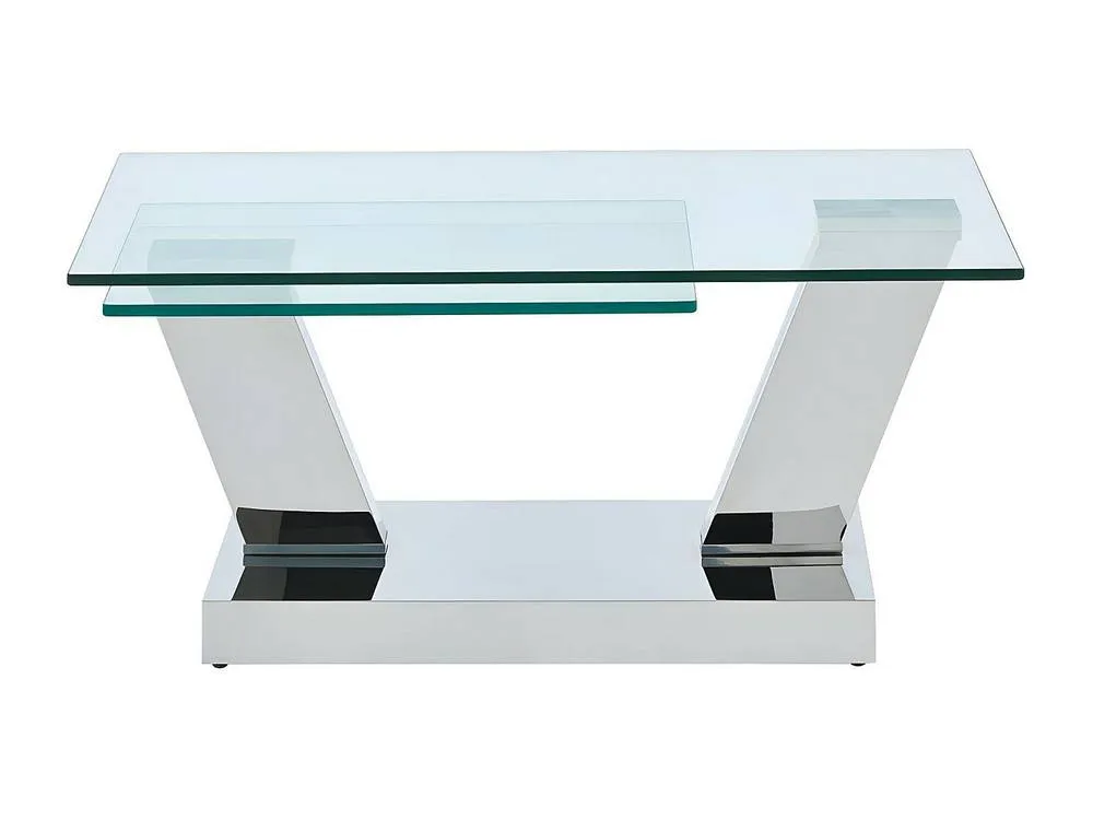 Vente-unique Coffee Table With Swivel Trays - Tempered Glass & Metal - OYRUS in Clear 2