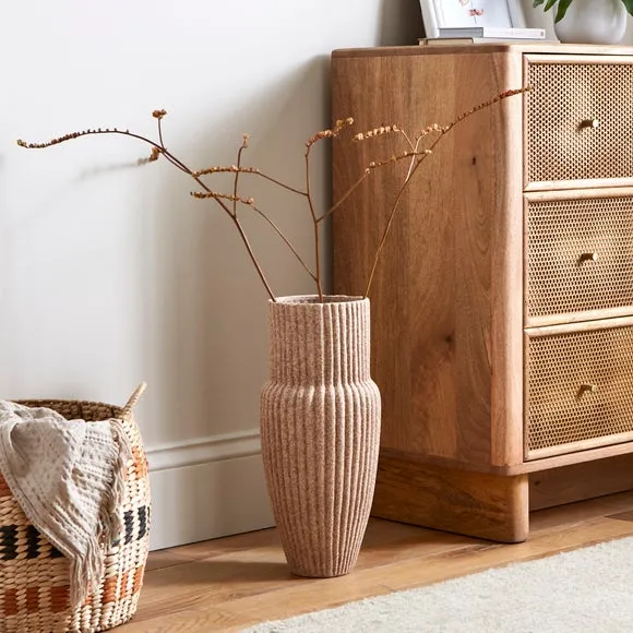 Ribbed Stone Vase 1