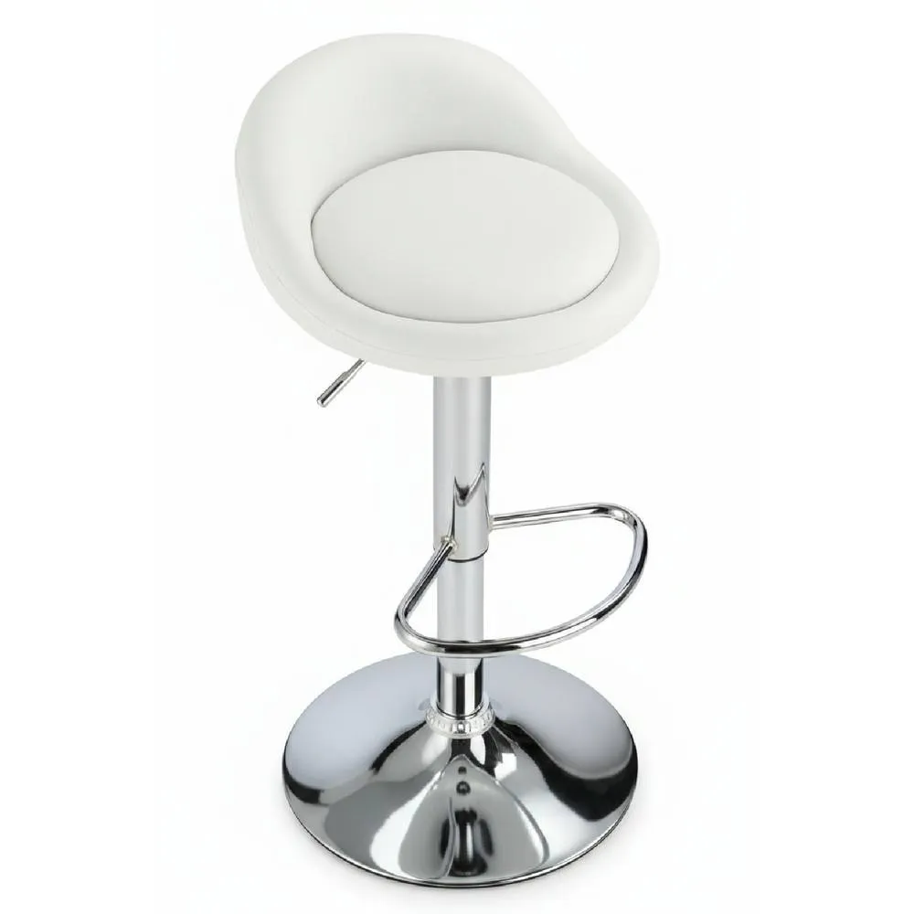 netfurniture Gaor Adjustable, Breakfast Bar Stool Faux Leather, Padded Seat White